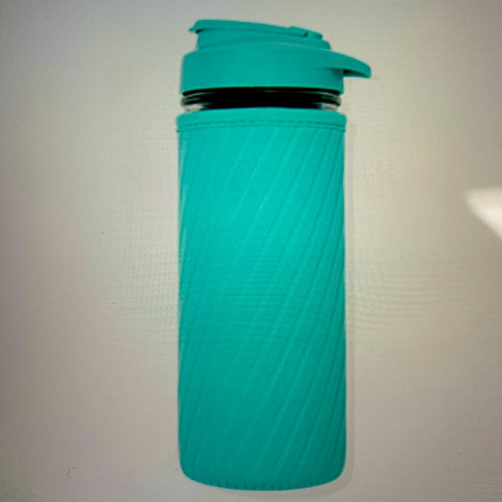 Masontops Turquoise Glass Water Bottle